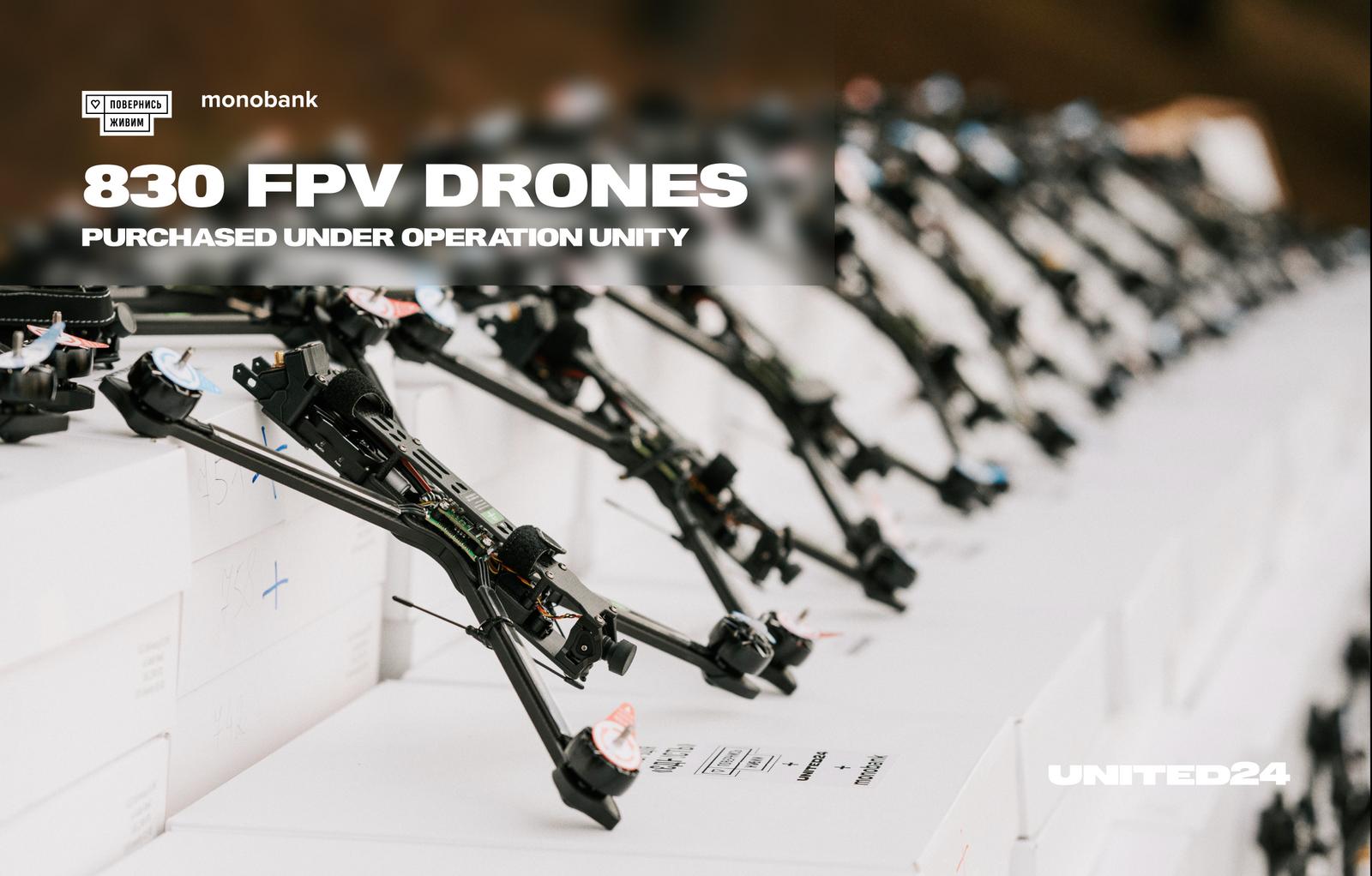 830 FPV drones, purchased under Operation Unity, have been handed over to the Defence Forces of Ukraine